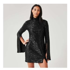 Sequin Dress with Bell Slit Sleeves